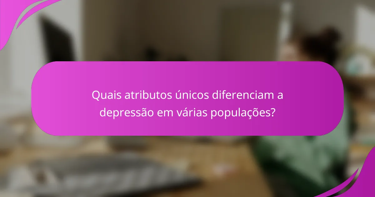 Quais atributos únicos diferenciam a depressão em várias populações?