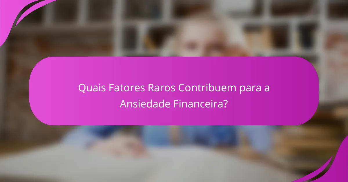 Quais Fatores Raros Contribuem para a Ansiedade Financeira?