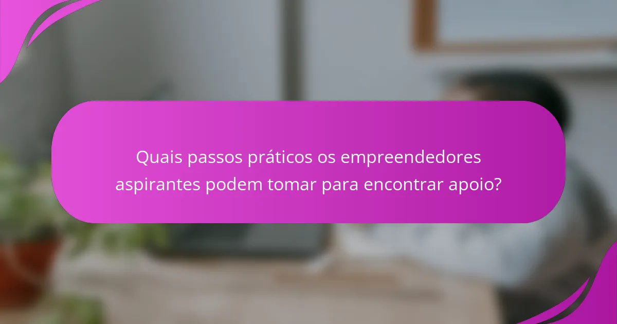 Quais passos práticos os empreendedores aspirantes podem tomar para encontrar apoio?